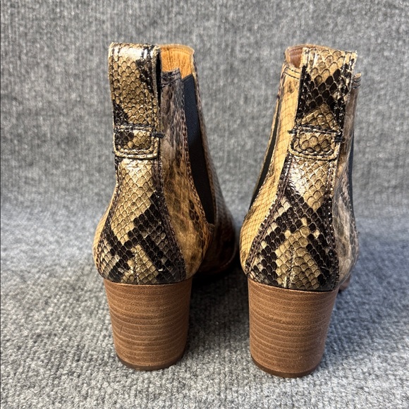 Madewell Snake-Print Ankle Boots in Tan Taupe and Black Size 7.5 - Picture 3 of 16